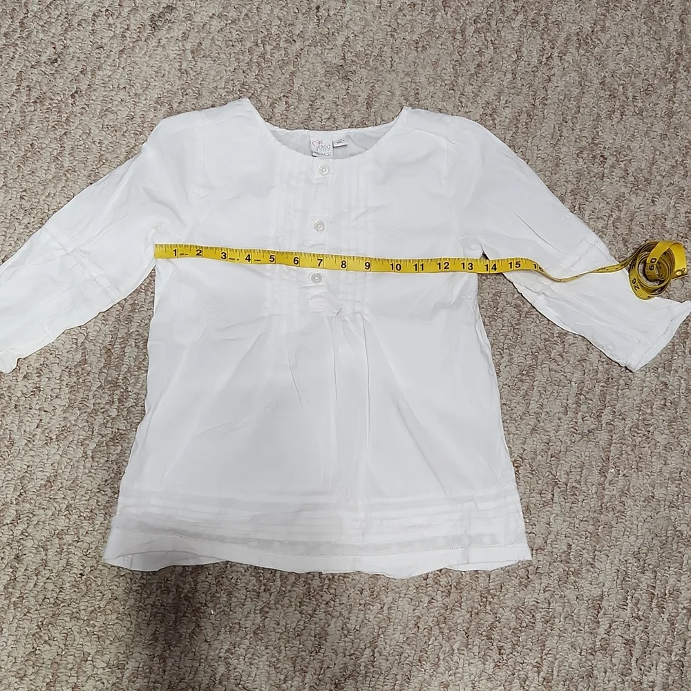 ☀️The Children's Place Quarter Sleeve White Blouse 7/8 Girls